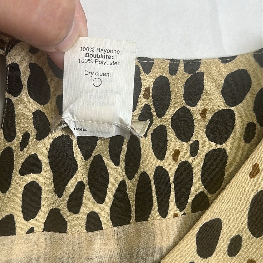 J. Crew Jules Mini Dress Lined Cheetah Tan Black 3/4 Sleeve‎ Size 2 - Picture 8 of 14